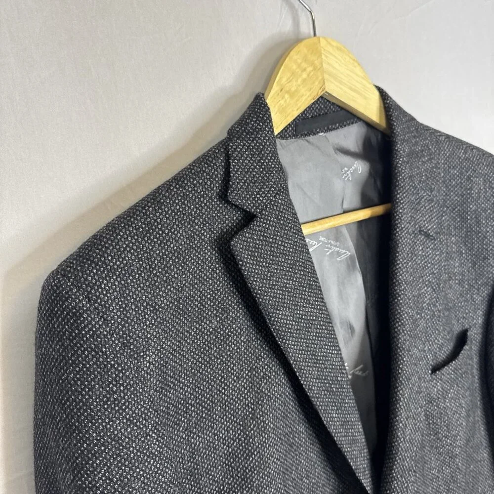 Austin Reed Signature Blazer 42R 100% Wool‎ Textured Black Gray Sport Coat